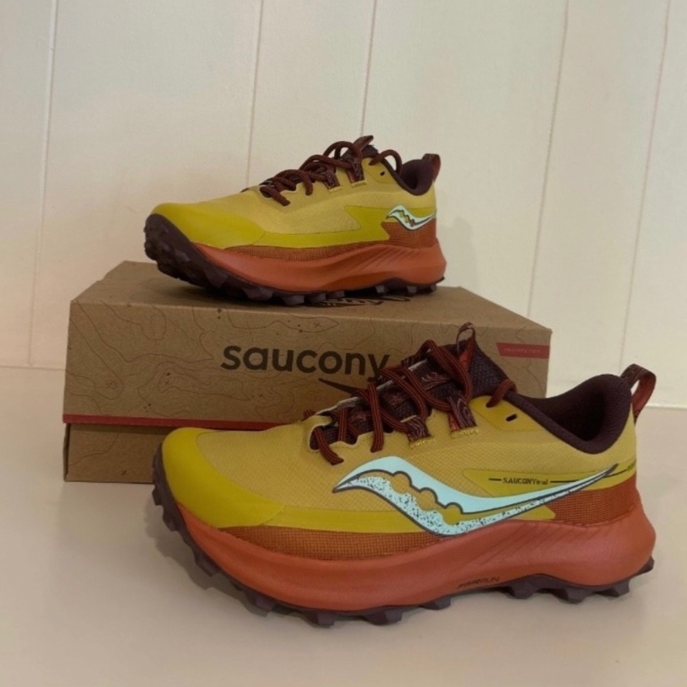 Saucony Yellow Orange Brown Trail Running Shoes